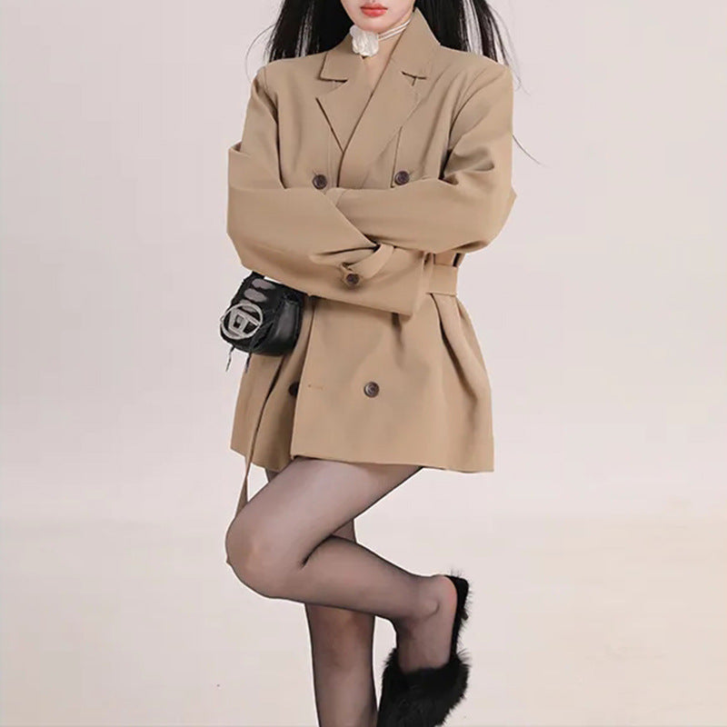 Khaki Trenchcoat mit Taillengürtel | LuxeStyle