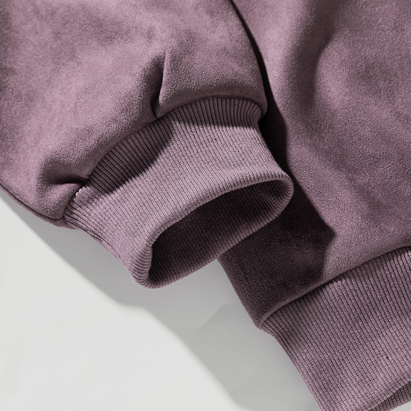 Herren Hoodie Suede-Optik, uni, lässig