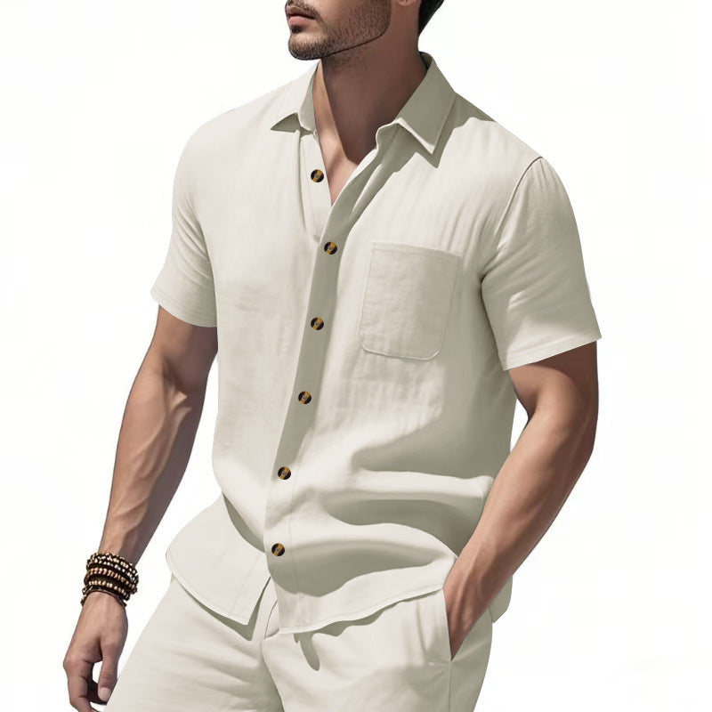 Herren Kurzarmhemd – Einfarbig, Slim Fit