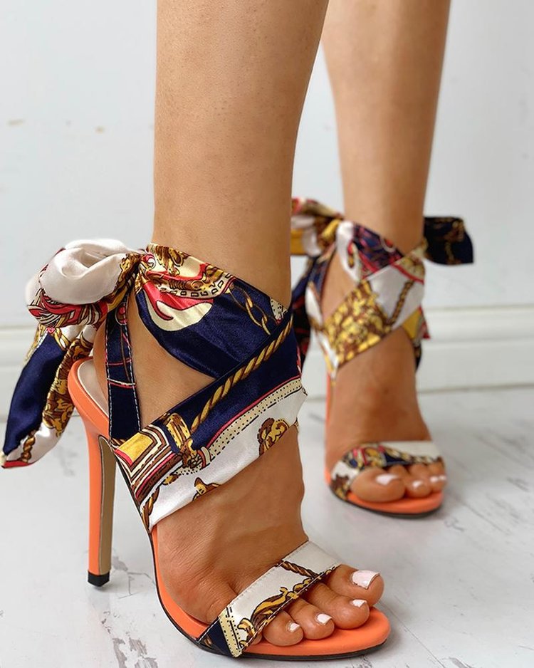 Damen-Open-Toe-Stilettos mit Schleifen-Detail