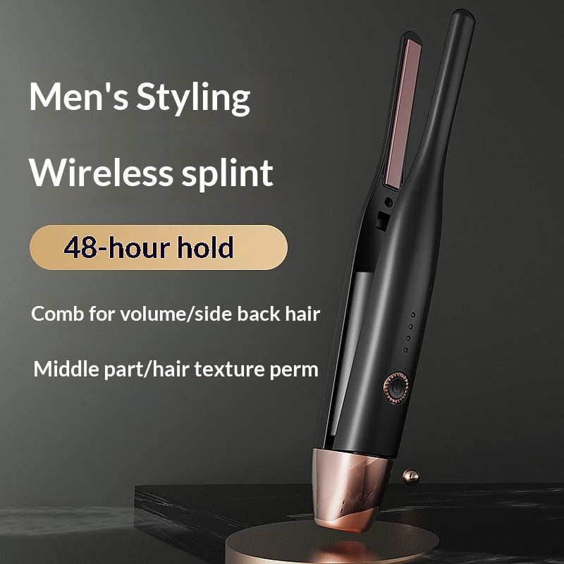 Kabelloser Mini-Haarglätter und Lockenstab für Herren
