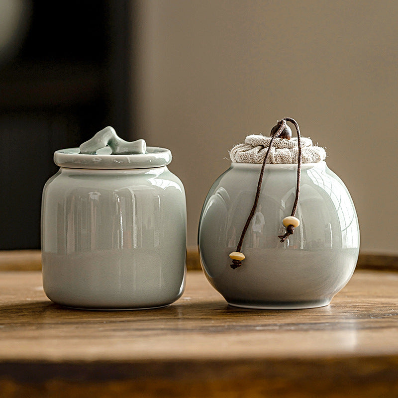 Keramik Teedose "Ice Grey" mit Bambus-Deckel – Bild 6 | LuxeStyle