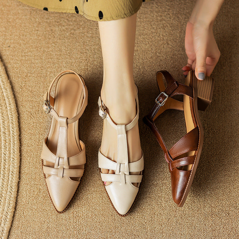 Französische Retro Sandalen mit geschlossener Zehe – Bild 1 | LuxeStyle