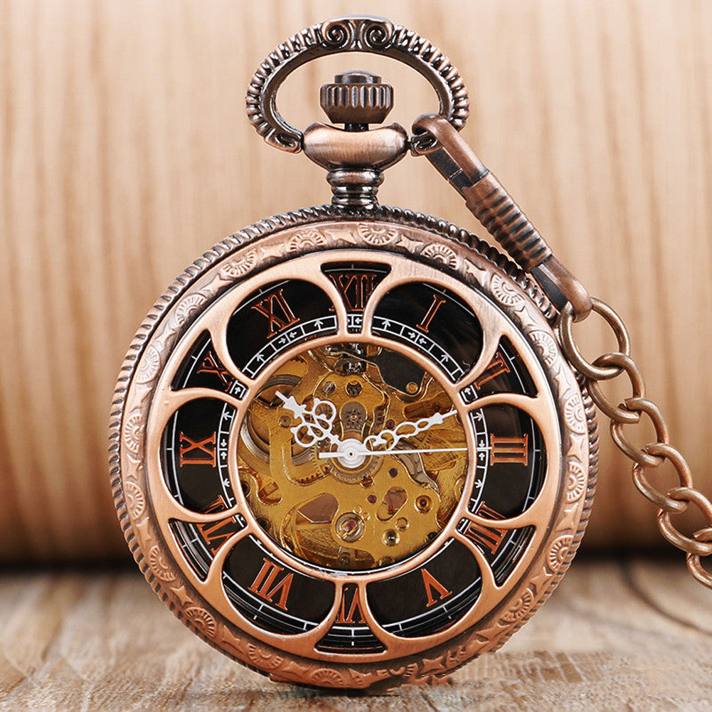 Skelett-Taschenuhr mit Sonnenblumen-Design