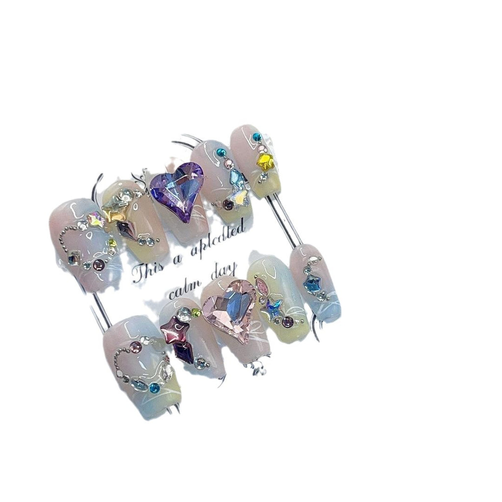 Regenbogen-Patchwork-Diamant-Nagelsticker – Bild 7 | LuxeStyle