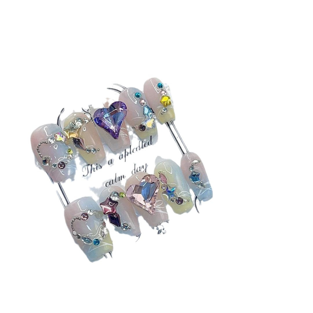 Regenbogen-Patchwork-Diamant-Nagelsticker – Bild 7 | LuxeStyle