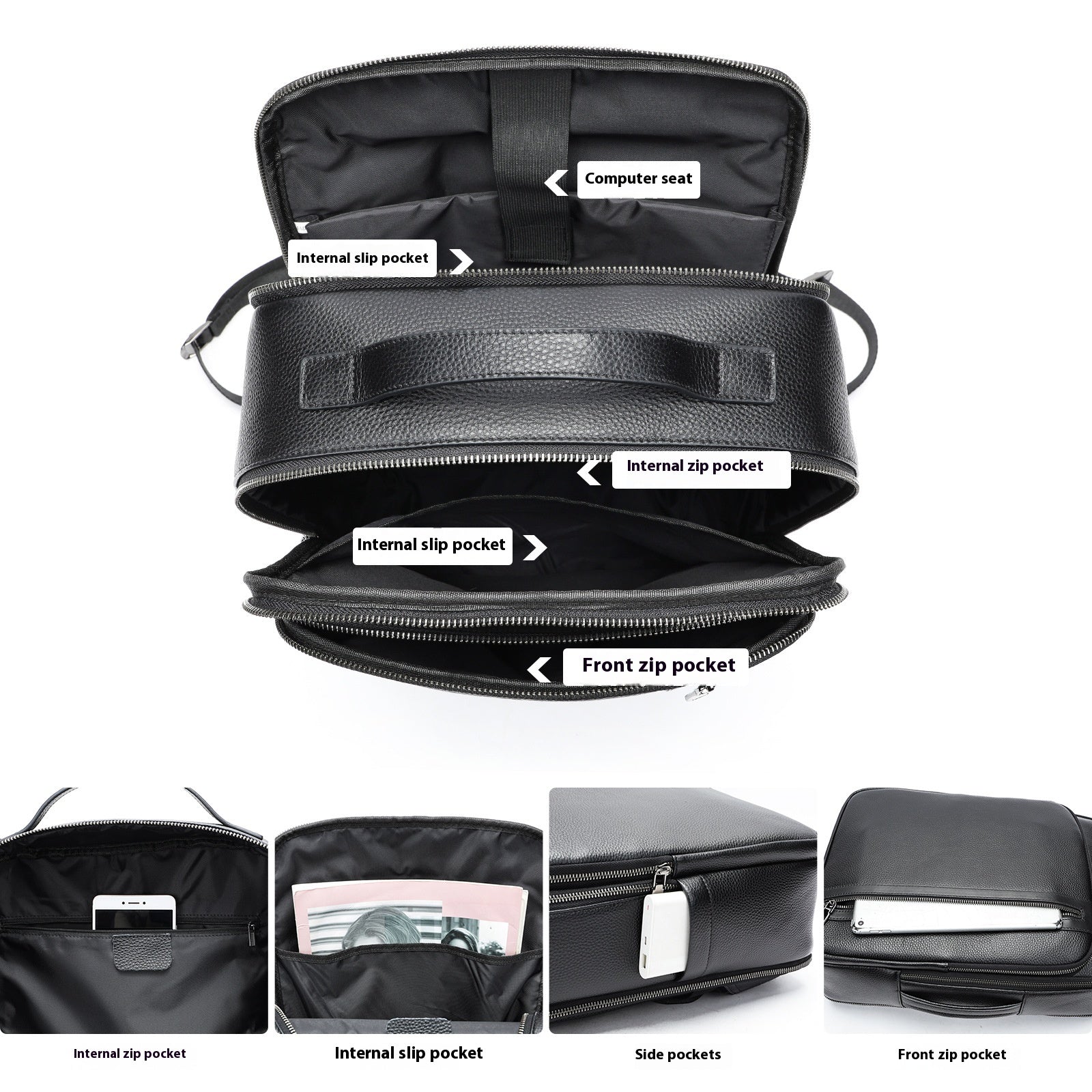 Reise-Rucksack aus Leder für 15-Zoll-Laptop