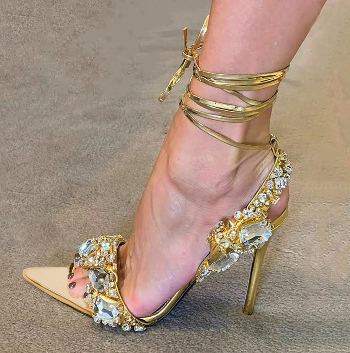 Rhinestone Riemchensandalen mit Stilettoabsatz – Bild 2 | LuxeStyle