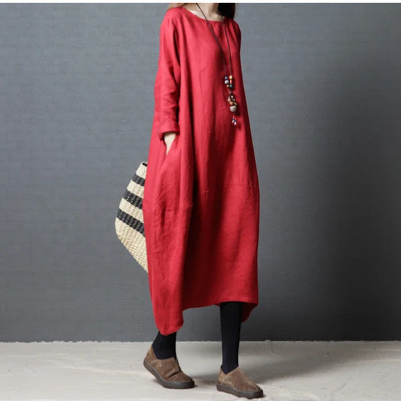 Loose-fit Baumwoll-Leinenkleid für Damen – Bild 5 | LuxeStyle