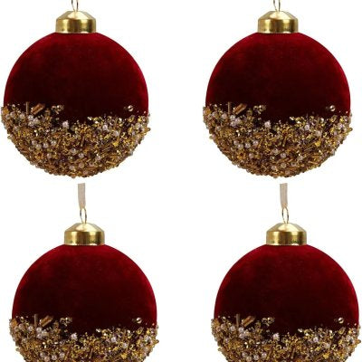 Weihnachtsbaumkugel Burgunderrot Beflockt – Bild 2 | LuxeStyle