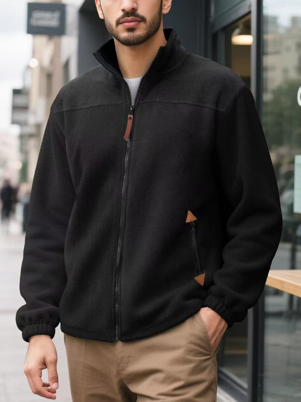 Herren Fleece-Thermo-Hoodie mit Reissverschluss