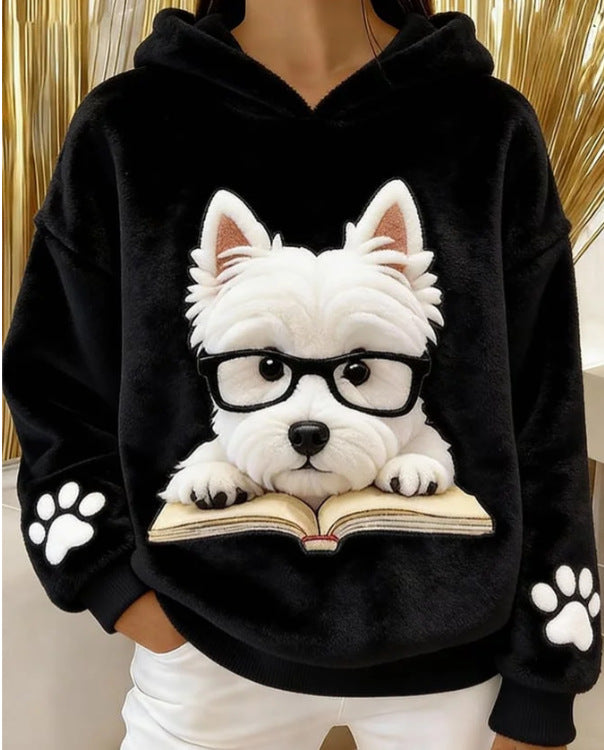 Warmer 3D-Hoodie mit Doppelkappe für Katzenliebhaberinnen