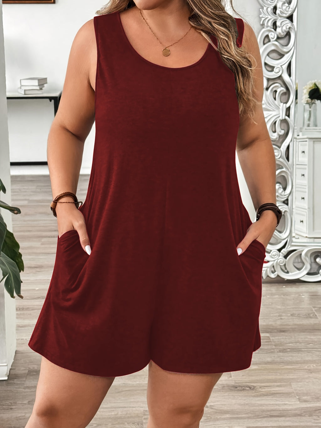 Jumpsuit mit V-Ausschnitt und Taschen