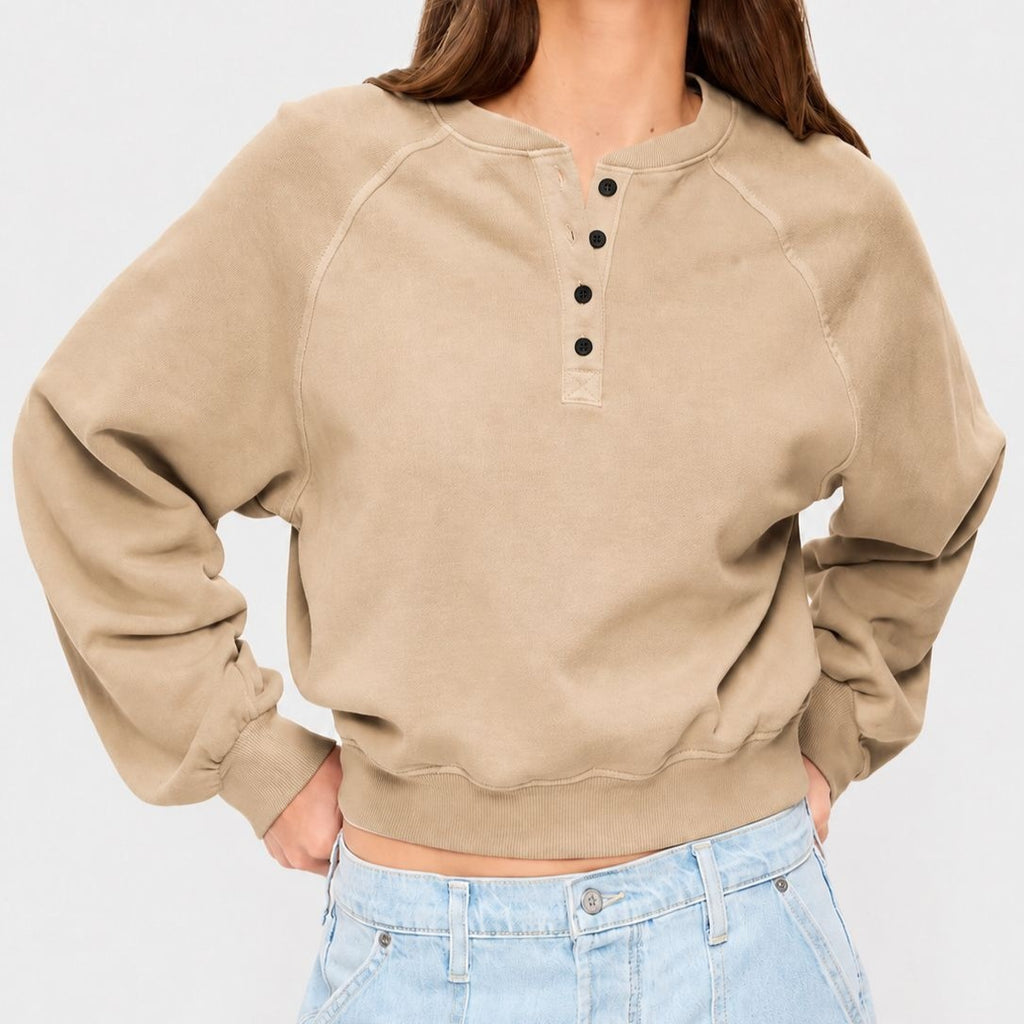 Cropped Sweatshirt mit Knöpfen