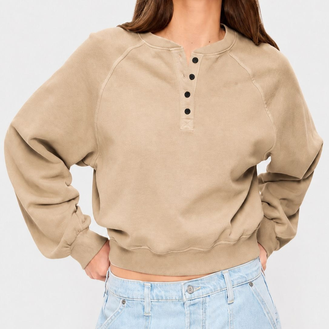 Cropped Sweatshirt mit Knöpfen