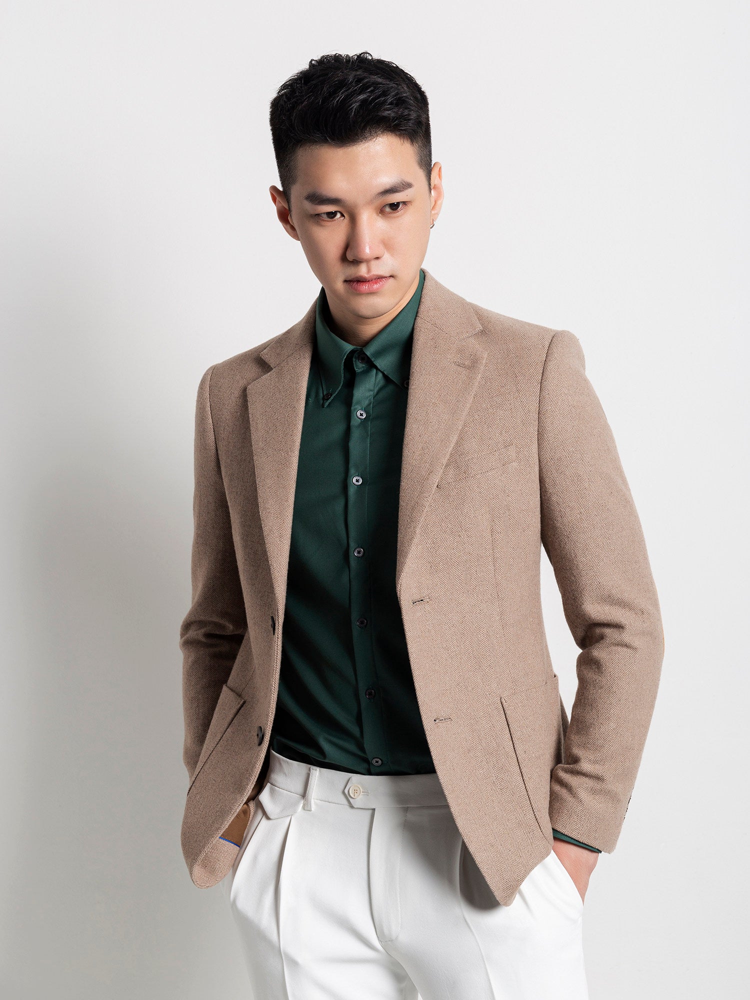Retro-Anzugjacke Khaki, europäischer Stil