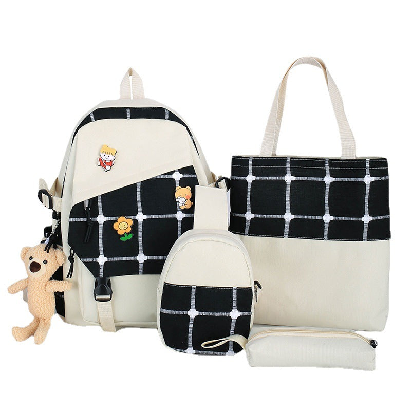 Karierter Rucksack im koreanischen Stil