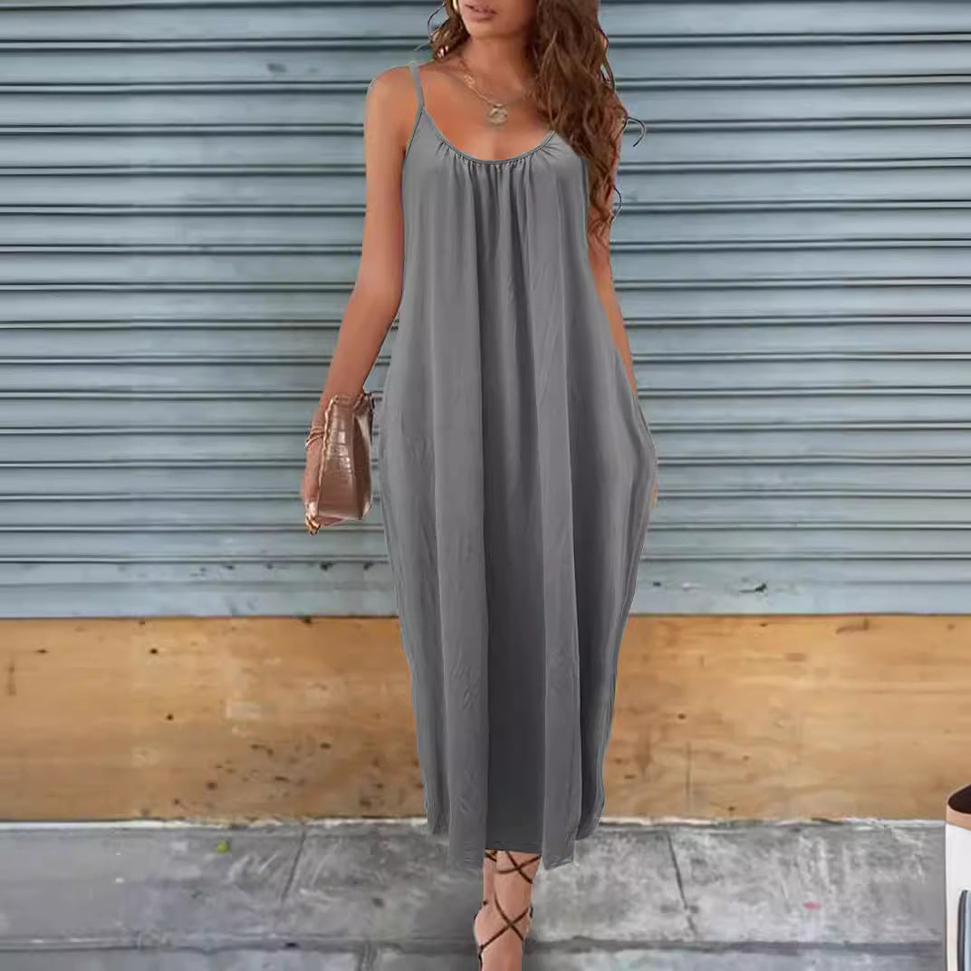 V-Ausschnitt Sommer-Slip-Kleid