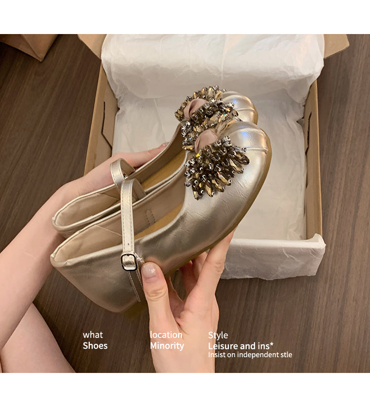 Mary Jane Flats mit Strass-Schleifen