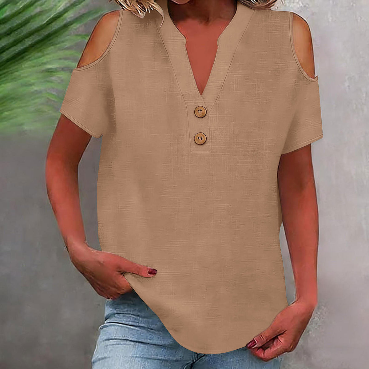 Off-Shoulder Shirt mit Stehkragen – Bild 4 | LuxeStyle