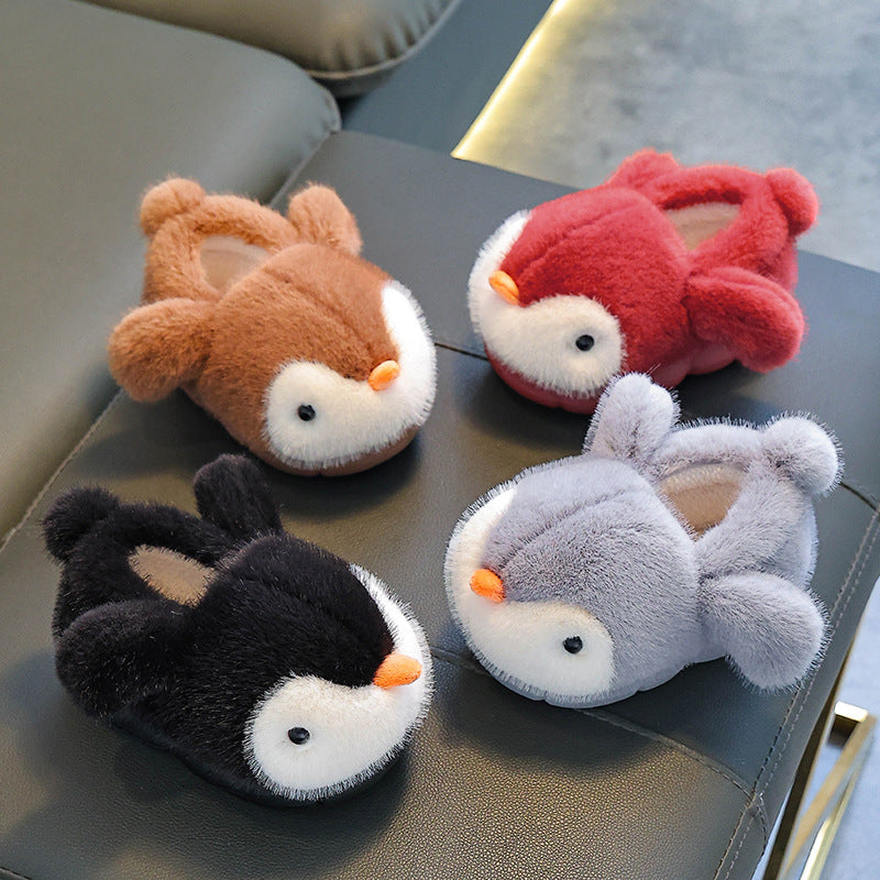 Warme Pinguin-Fleece-Hausschuhe für Kinder