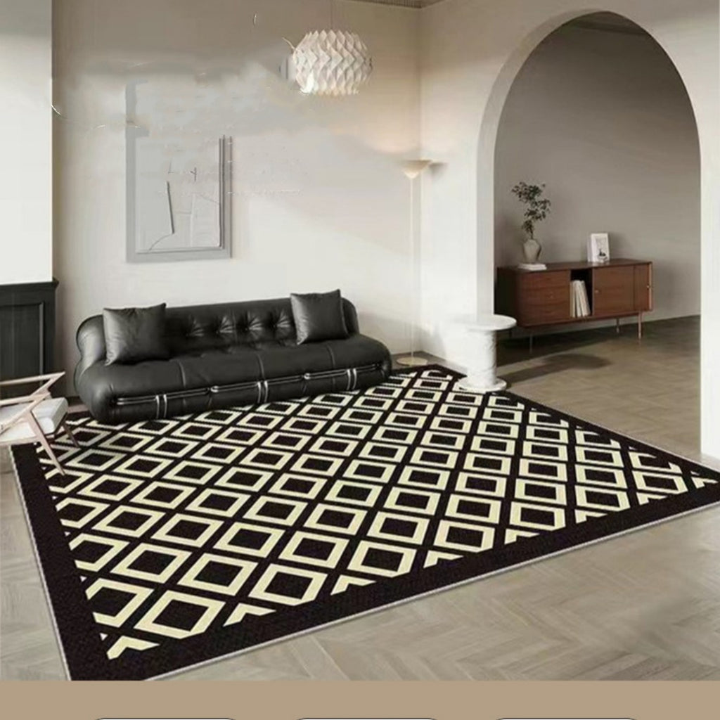 Velour-Teppich schwarz-weiss