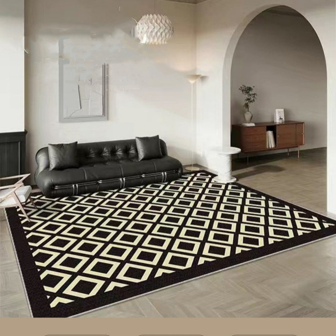 Velour-Teppich schwarz-weiss