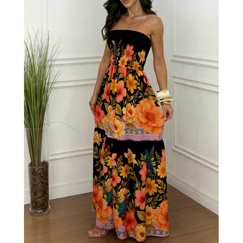 Maxikleid mit Blumen-Applikation – Bild 3 | LuxeStyle