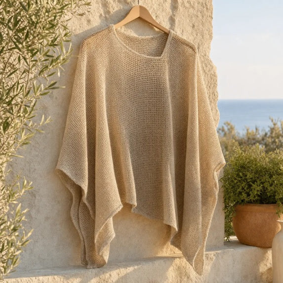 Strick-Cape «Aria» · Solid, Poncho-Optik