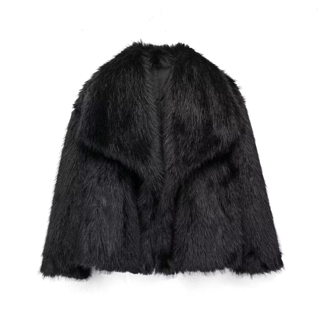 Winter Plüschjacke – Flauschige Lapel Jacke