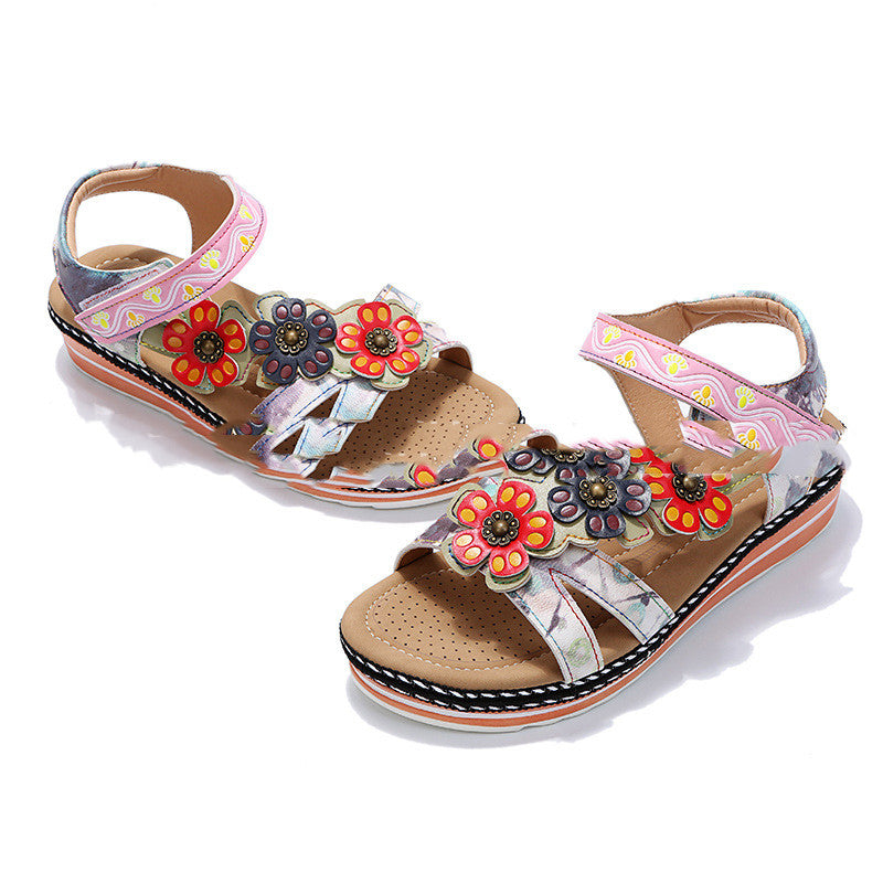 Sandalen mit Blumen & Plateau | LuxeStyle
