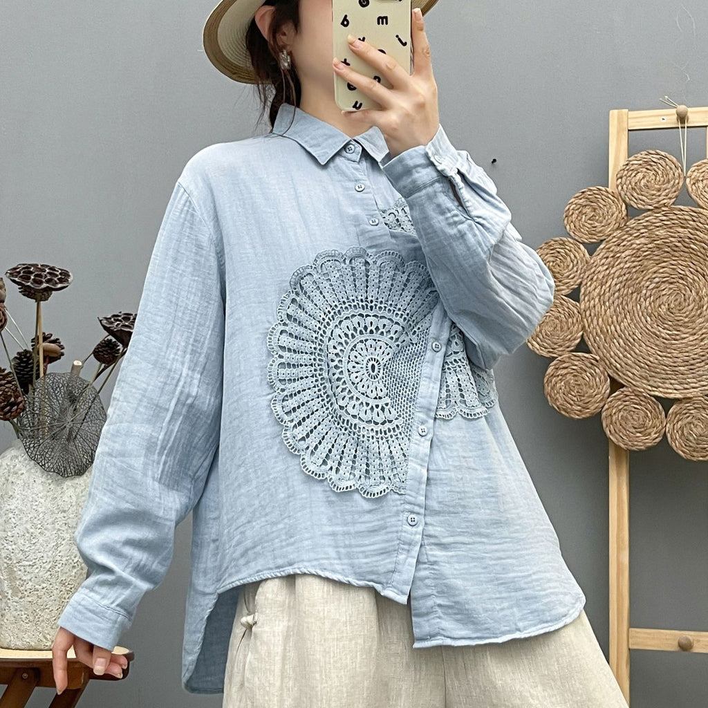 Elegantes Langarmshirt mit Stickerei | LuxeStyle