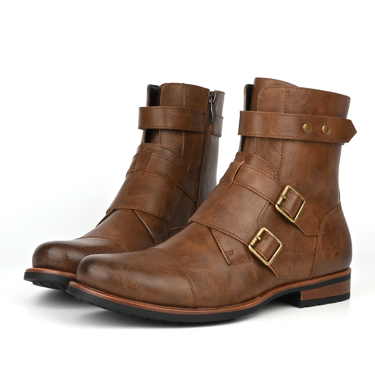 Vintage Denim Boots mit Metallschnalle