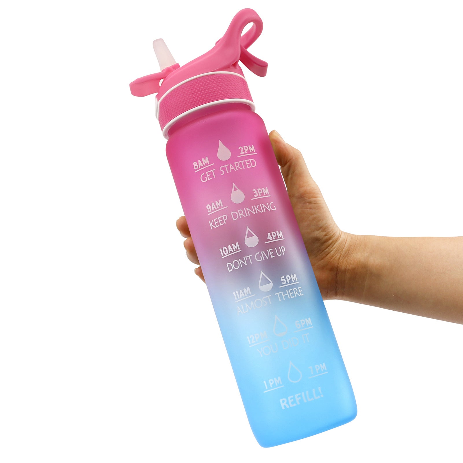 Sport-Trinkflasche mit Sprühfunktion & Zeitmarker