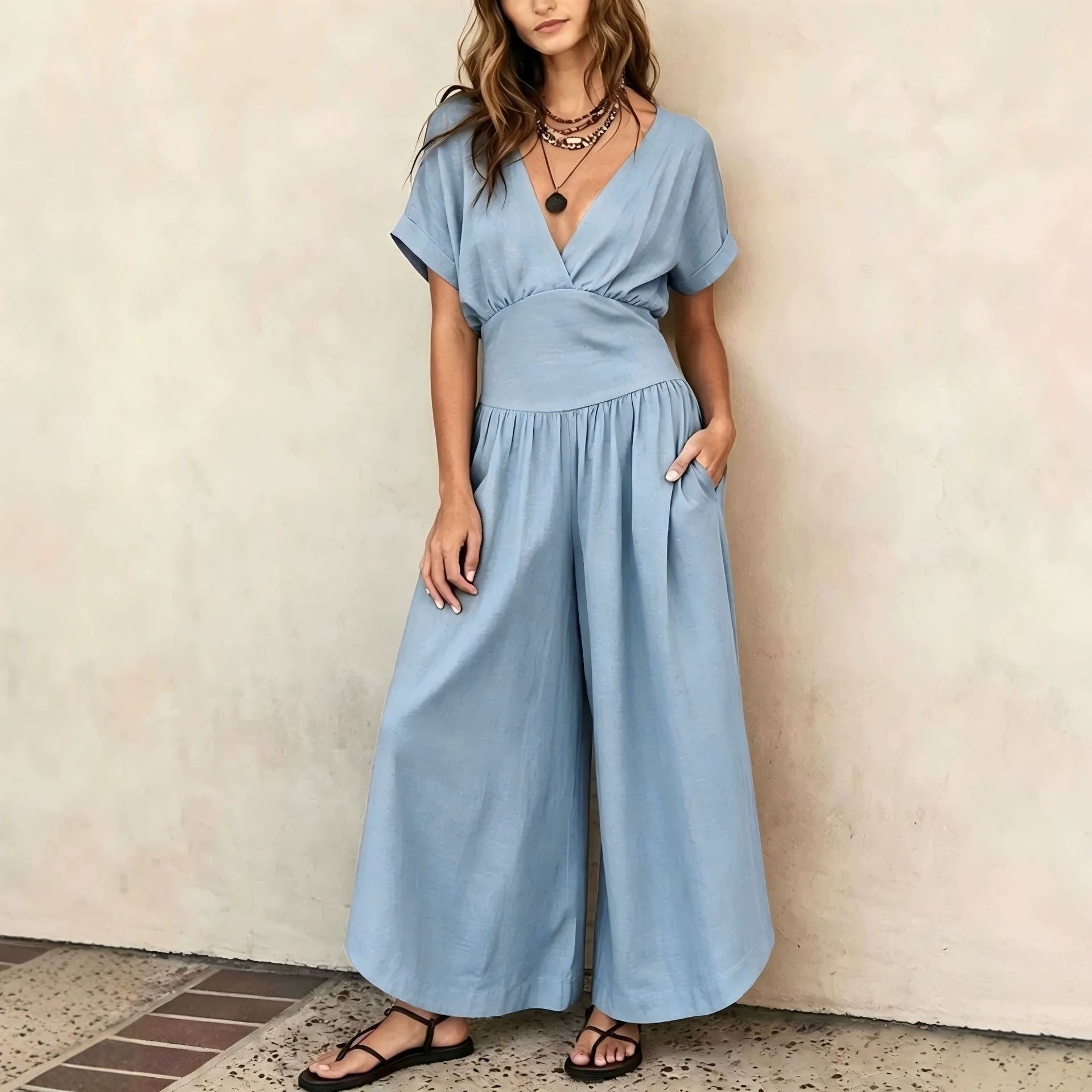V-Ausschnitt Jumpsuit Casual Chic