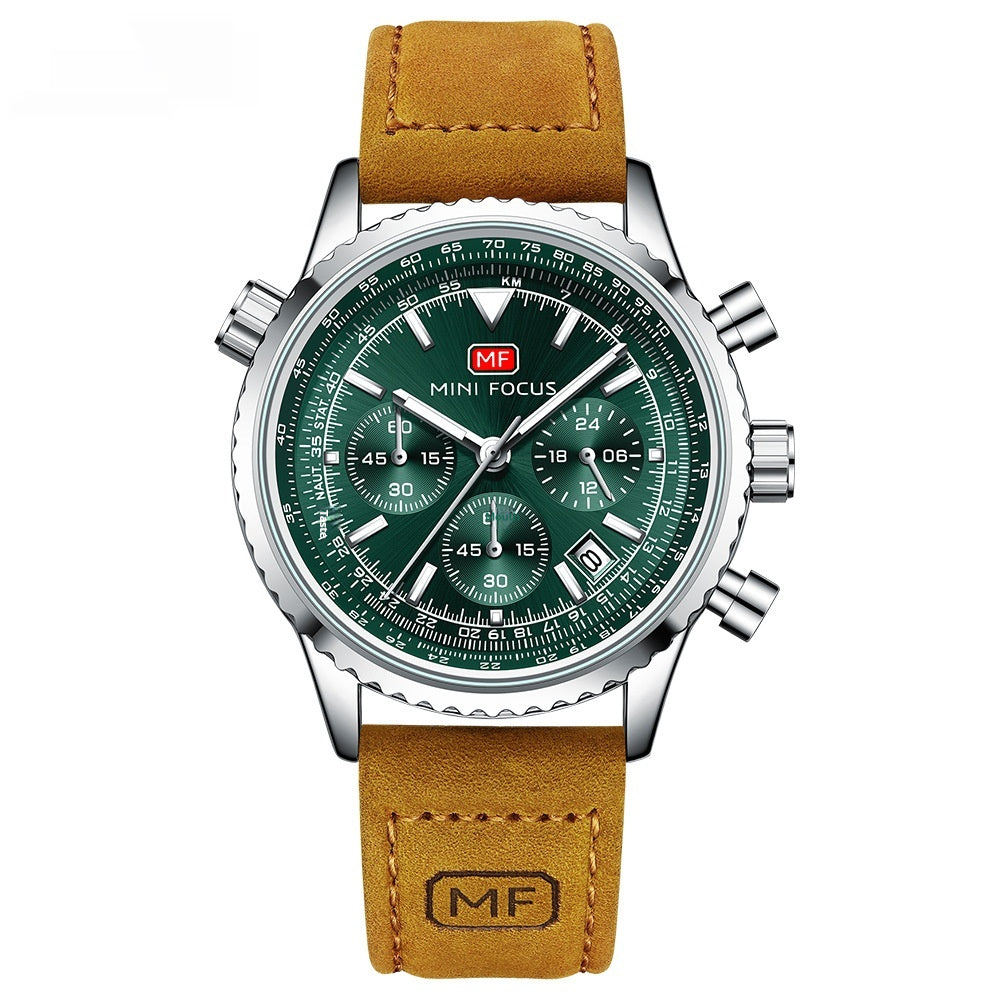 Herren-Chronograph mit Lederarmband