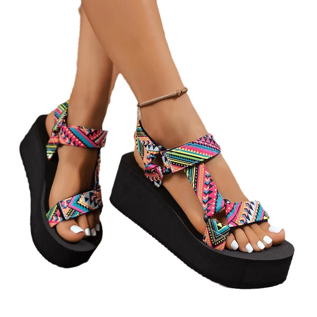 Flache Roman Sandalen – Farbblock | LuxeStyle