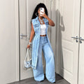 Denim-Midi-Kleid mit asymmetrischem Saum