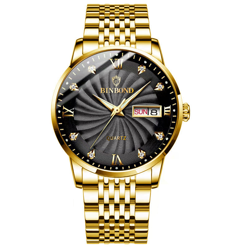 Quarz-Herrenuhr mit Doppeldarstellung und Edelstahlarmband