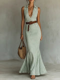 Elegantes V-Neck Kleid mit Gürtel