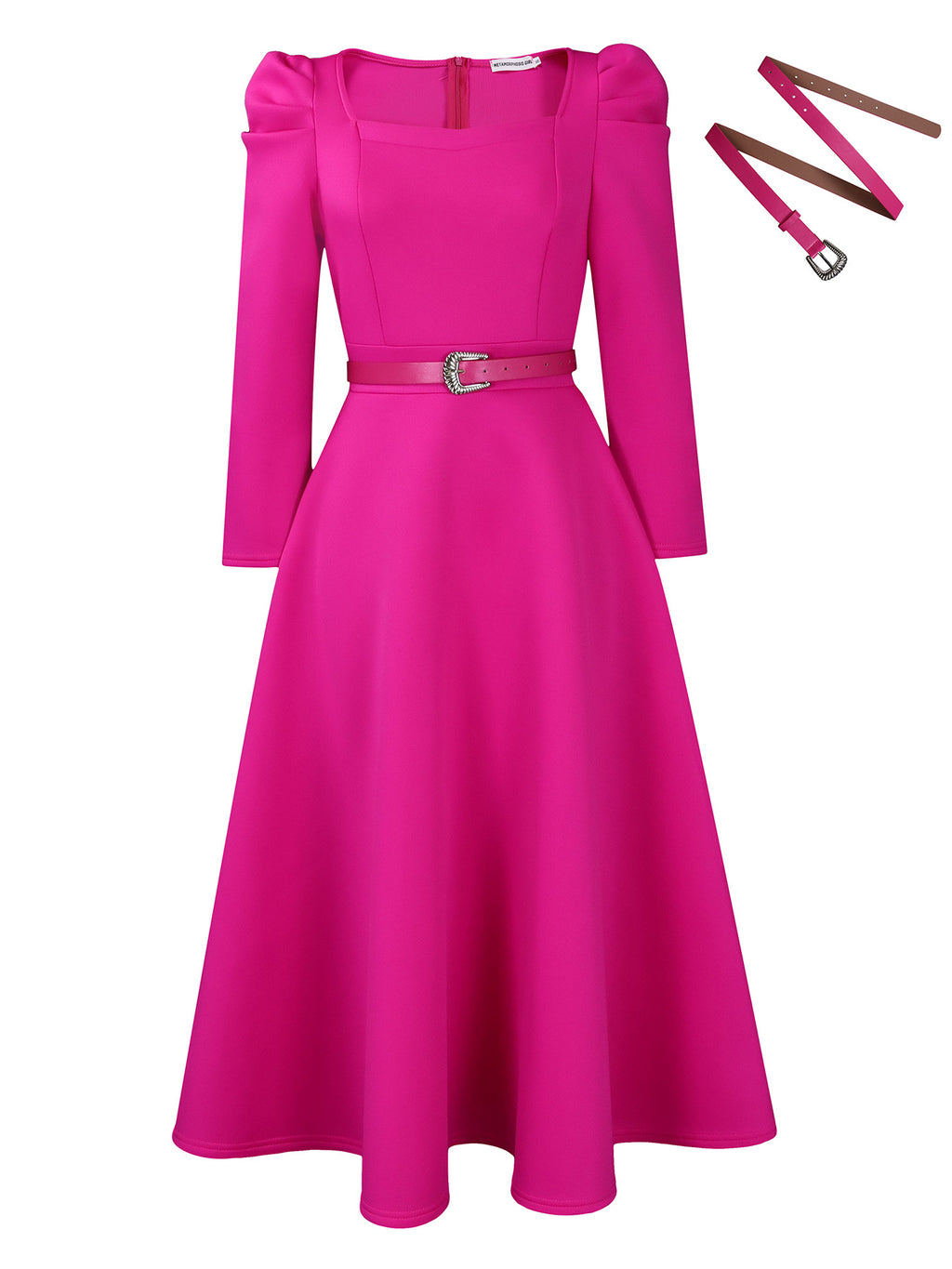 Elegantes A-Linien Midikleid mit Puffärmeln