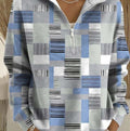 Damen Half Zip Hoodie Top mit Geometrischem Muster