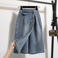 Cropped Hose, lightblau, hohe Taille