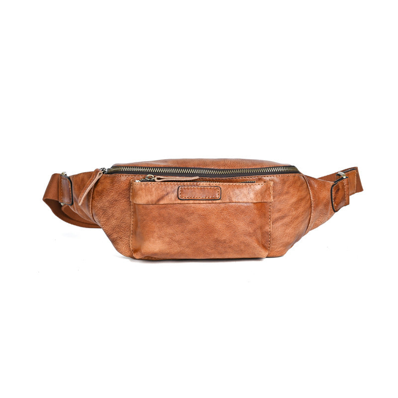 Retro-Brusttasche aus echtem Leder