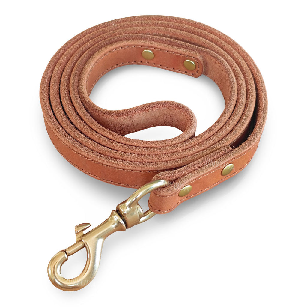 Hunde-Leine aus Vollleder mit Messing-Details