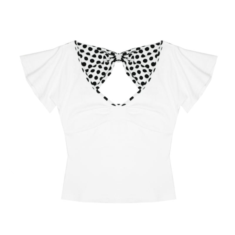 Polka-Dot-Bow-Bluse mit Rücken‑Ausschnitt | LuxeStyle