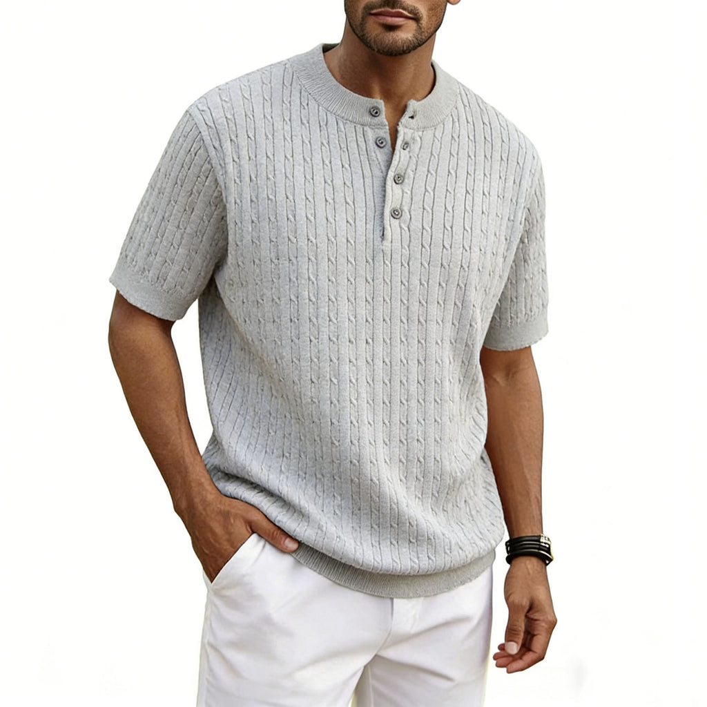 Kurzarm Henry Kragen Strickpullover für Herren