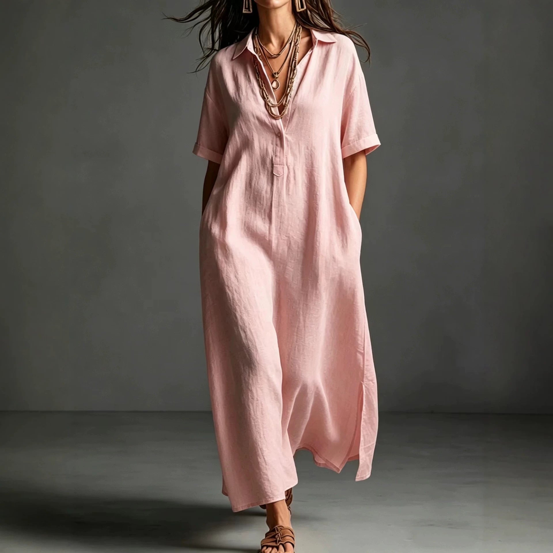 Elegantes knielanges Damen-Kleid mit Reverskragen