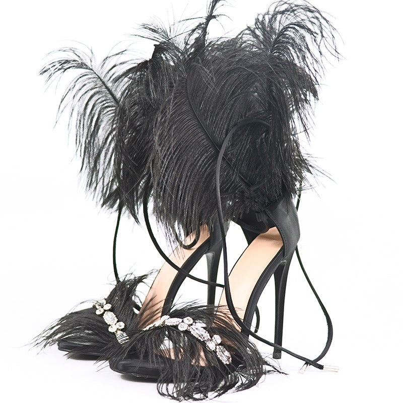 Catwalk Sandalen mit Strass und Federn – Bild 11 | LuxeStyle