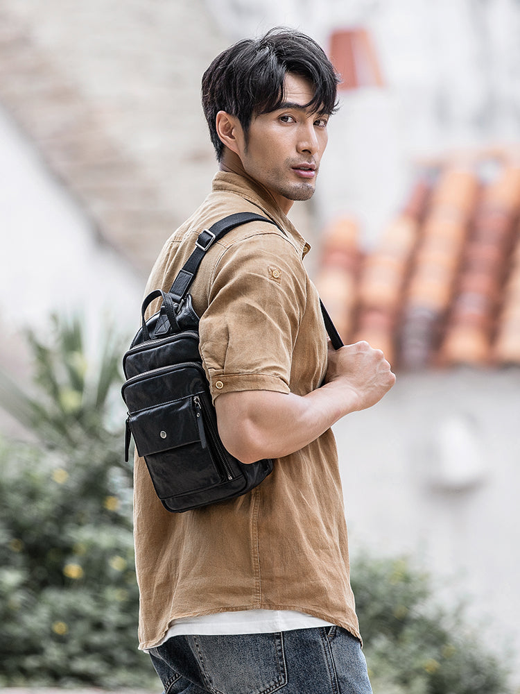 Brusttasche aus echtem Leder für Herren – Bild 4 | LuxeStyle